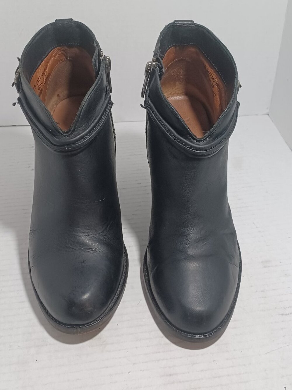 Frye Black Ankle Booties Heel Jenny Leather Zipper Equestrian 7B